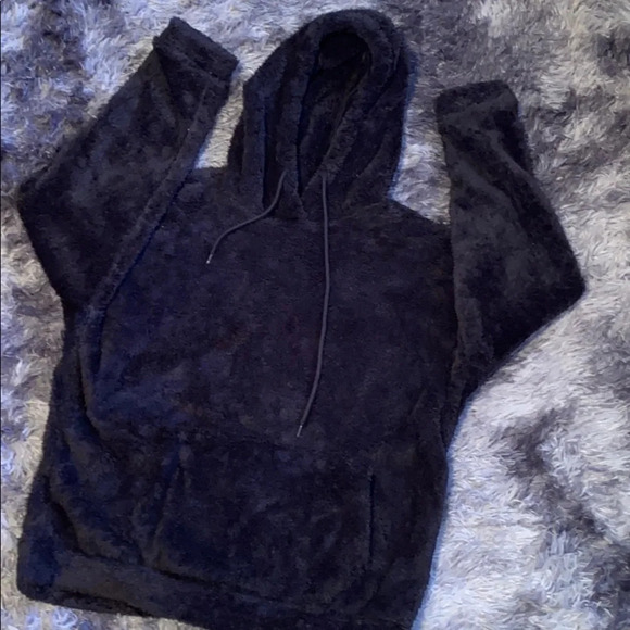 bluenotes black  soft fuzzy sweatshirt hoodie Sz L - Picture 2 of 12